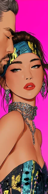 Free dark romance bookmark featuring an Asian lady with an Asian man